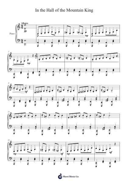 In The Hall of The Mountain King Sheet Music by Edvard Grieg-Arr.Vinpeare