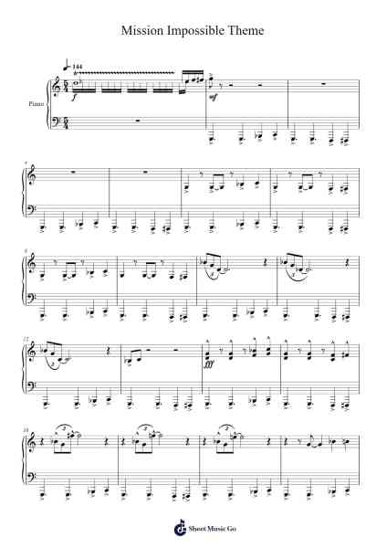 Mission Impossible Theme Sheet Music by Lalo Schifrin-Arr.Hosy