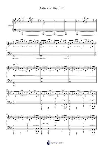 Ashes on the Fire Sheet Music by Kohta Yamamoto-Arr.Huttgie Bellcol