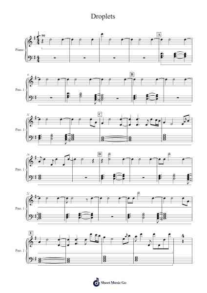 Droplets Sheet Music by RevaaK1-Arr.Brookjoy