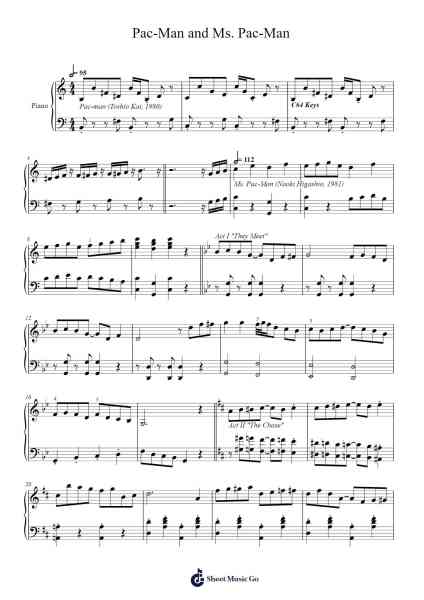 Pac-Man and Ms. Pac-Man Sheet Music by undefined-Arr.Nellvi