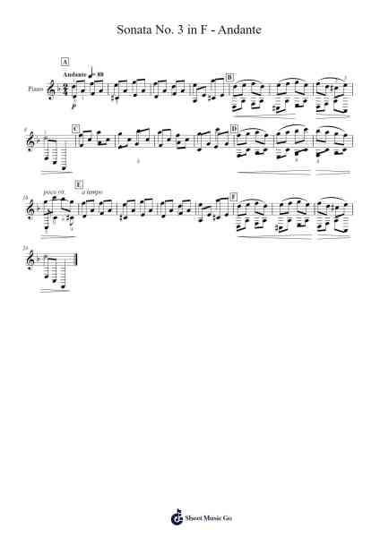 Sonata No. 3 in F - Andante Sheet Music by Thomas Attwood-Arr.Popgram Migcky