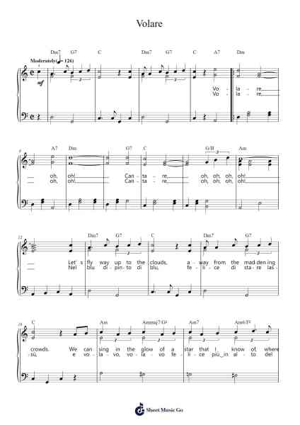 Volare Sheet Music by Domenico Modugno/Dean Martin-Arr.Croftswilde Ruthtodd