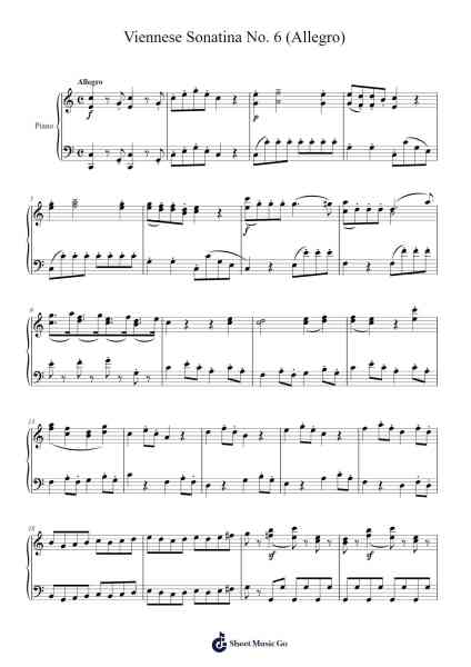 Viennese Sonatina No. 6 in C Major: I. Allegro Sheet Music by Wolfgang Amadeus Mozart-Arr.Wagwyatt