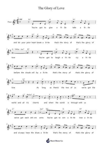 The Glory of Love Sheet Music by Billy Hill-Arr.Twainryl