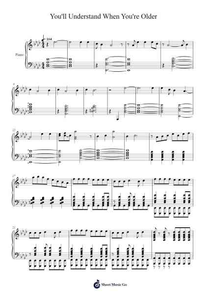 You'll Understand When You're Older - Piano Cover Sheet Music by Lovejoy-Arr.Alruth