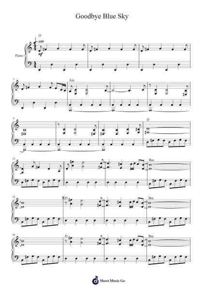 Goodbye Blue Sky Sheet Music by Pink Floyd-Arr.Lechloe