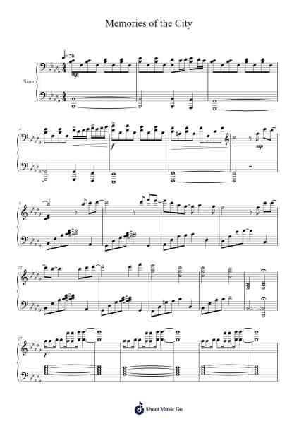 Memories of the City Sheet Music by Shoji Meguro-Arr.Glalain Borhys