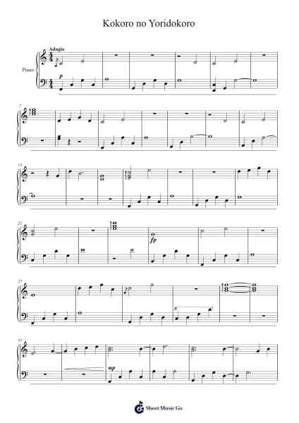 Kokoro no Yoridokoro Sheet Music by Yuki Hayashi-Arr.Wavieve Katdy