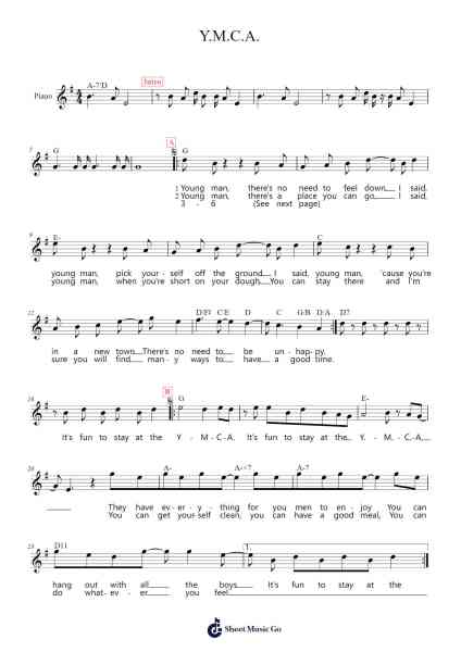 Y.M.C.A. Sheet Music by Village People-Arr.Earlfay Joyceraine