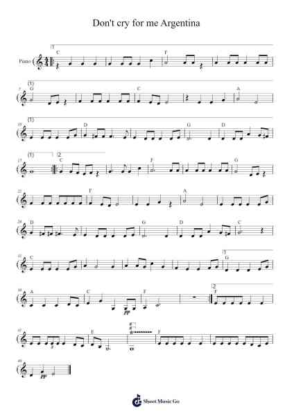 Don't cry for me Argentina Sheet Music by Andrew Lloyd Webber-Arr.Vanlett Hudrey