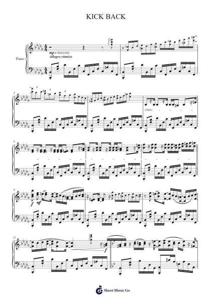 KICK BACK Sheet Music by Kenshi Yonezu-Arr.Vithel