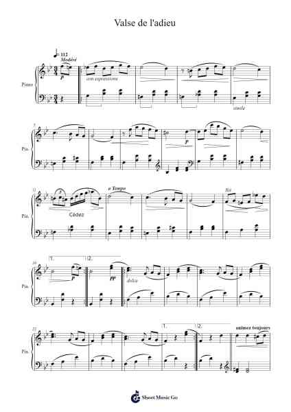 Waltz in A-flat Major, Op. 69, No. 1 "L'adieu" Sheet Music by Frédéric Chopin-Arr.Wescan