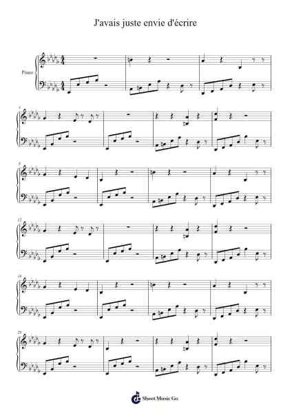 J'avais juste envie d'écrire Sheet Music by Damso-Arr.Kepnia Lilbohm