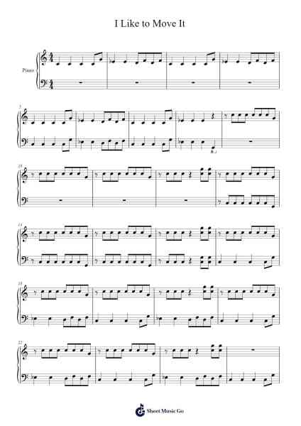 I Like to Move It Sheet Music by Misc Cartoons-Arr.Ruthbrian Noelbuck
