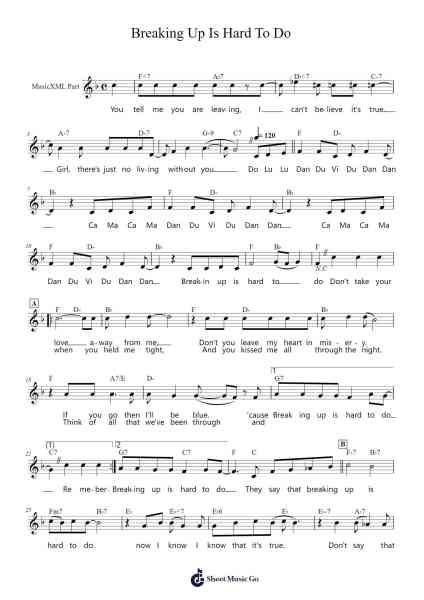 Breaking Up Is Hard To Do Sheet Music by Neil Sedaka-Arr.Birwylde