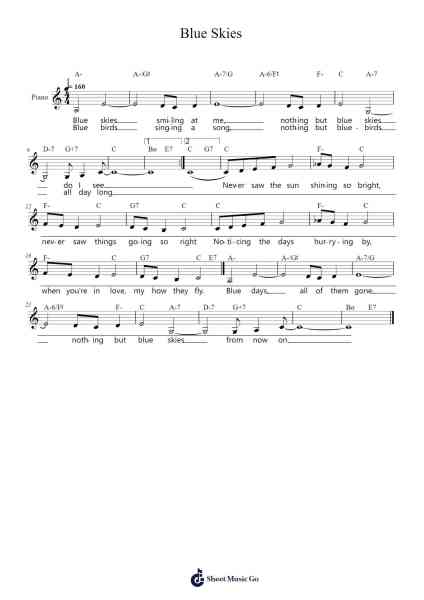 Blue Skies Sheet Music by Irving Berlin-Arr.Jesphy Vebmons