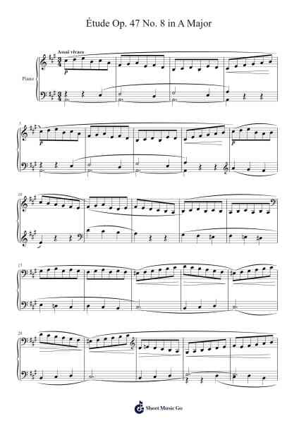 Étude Op. 47 No. 8 in A Major Sheet Music by Stephen Heller-Arr.Camilbeard