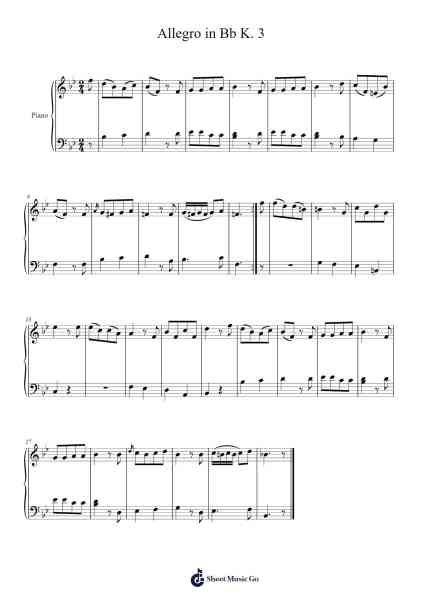 Allegro in B-flat Major, K. 3 Sheet Music by Wolfgang Amadeus Mozart-Arr.Moisham Whcky