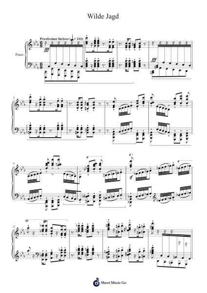 Transcendental Études, S. 139: No. 8 "Wilde Jagd" Sheet Music by Franz Liszt-Arr.Jebois Hudlap