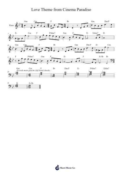 Love Theme from Cinema Paradiso Sheet Music by Ennio Morricone/Andrea Morricone-Arr.Cookqe