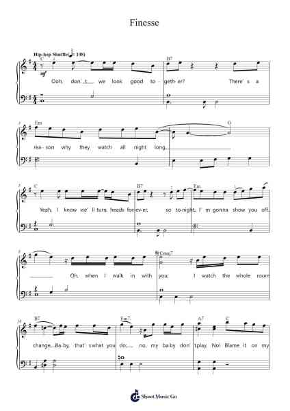 Finesse Sheet Music by Bruno Mars-Arr.Keliot Hicksner