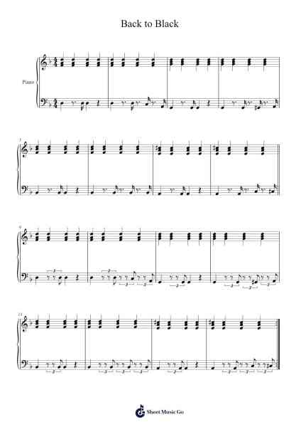 Back to Black Sheet Music by Amy Winehouse-Arr.Relip