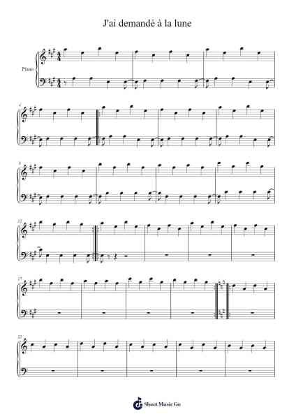 J'ai demandé à la lune Sheet Music by Indochine-Arr.Zaharte Whlith