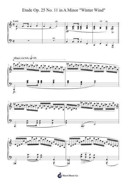 Etude Op. 25 No. 11 in A Minor "Winter Wind" Sheet Music by Frédéric Chopin-Arr.Atnon Kimrene