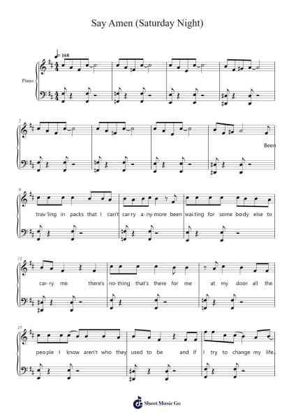 Say Amen (Saturday Night) Sheet Music by undefined-Arr.Bownio Elroytier