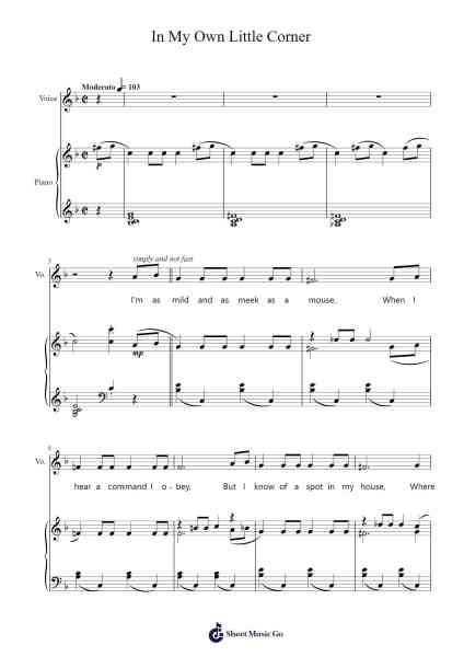 In My Own Little Corner Sheet Music by Rodgers & Hammerstein-Arr.Ruthneil Rulan