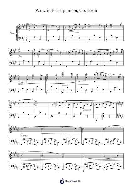 Waltz in F-sharp minor, No. 20, Op. posth Sheet Music by Frédéric Chopin-Arr.Simpdre