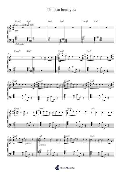 Thinkin bout you Notenblatt von Frank Ocean-Arr.Woolfwoolf Hartesopp