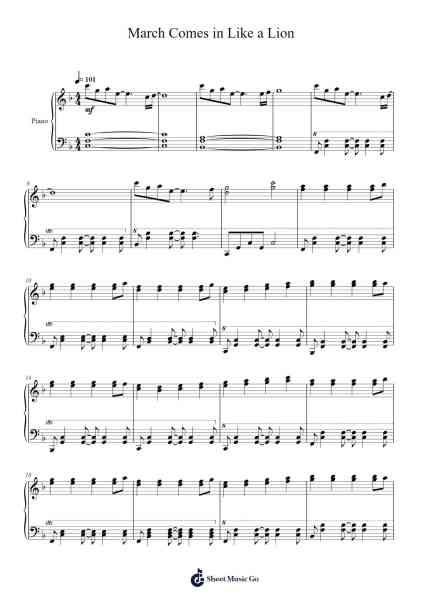 March Comes in Like a Lion Sheet Music by Yukari Hashimoto-Arr.Readerae