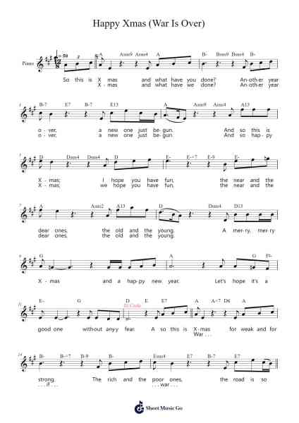 Happy Xmas (War Is Over) Notenblatt von John Lennon/Yoko Ono-Arr.Sainsthea Flind