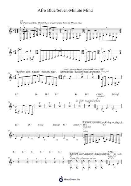 Afro Blue/Seven-Minute Mind Sheet Music by John Coltrane-Arr.Gailgale