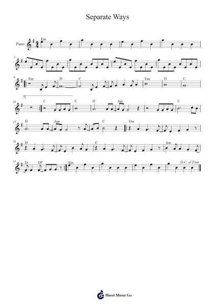Separate Ways Sheet Music by Journey-Arr.Evejob