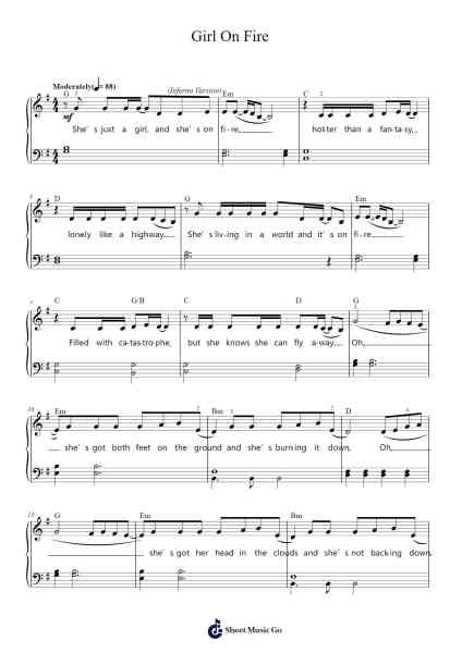 Girl On Fire Sheet Music by Alicia Keys-Arr.Attcolm