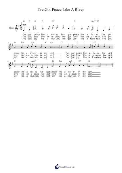 I've Got Peace Like A River Sheet Music by Traditional-Arr.Poshua Xansweet