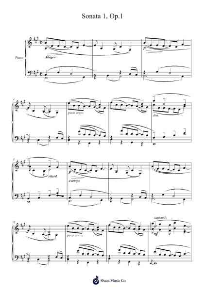 Sonata 1, Op.1 Sheet Music by Samuil Feinberg-Arr.Cumwyatt