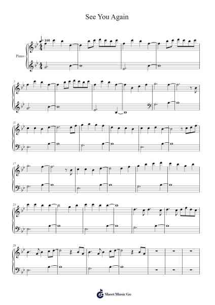 See You Again Sheet Music by Wiz Khalifa-Arr.Padlia Bebe