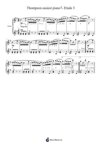 Thompson easiest piano7- Etude 3 Sheet Music by John Thompson-Arr.Wordcox Maxjack