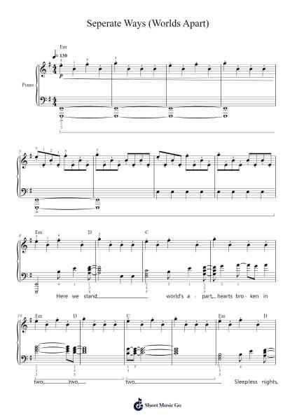 Seperate Ways (Worlds Apart) 楽譜 by Journey-Arr.Shirnett