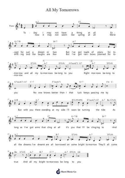 All My Tomorrows Sheet Music by Jimmy Van Heusen-Arr.Osgrey Flowersor