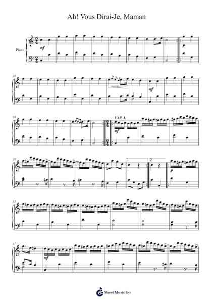 Ah! Vous Dirai-Je, Maman, K. 265/300e Sheet Music by Mozart-Arr.Hulstone Lilsper