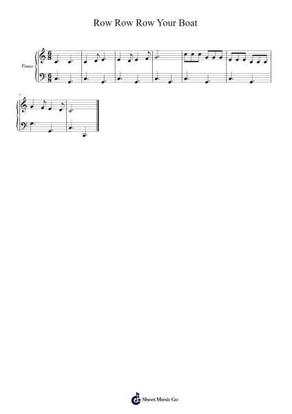 Row Row Row Your Boat Musica per pianoforte di Misc Children - Arr.Zoetricia Smedsibyl