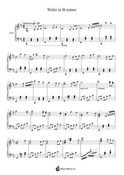 Waltz in B Minor Sheet Music by Vioo'neil-Arr.Xefunk Huttrick