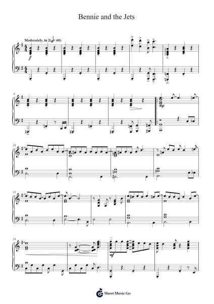 Bennie and the Jets Ноты для фортепиано от Elton John-Arr.Cugue Vebriel