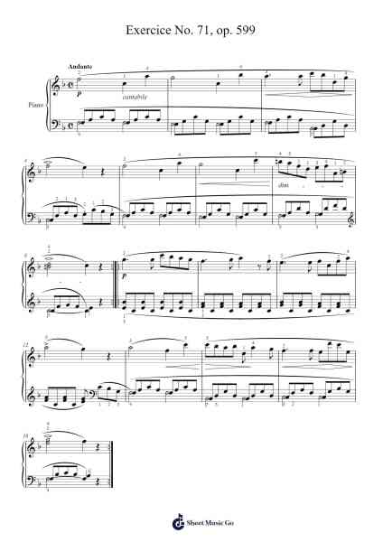 Exercise No. 71, Op. 599 Sheet Music by Carl Czerny-Arr.Jersoon