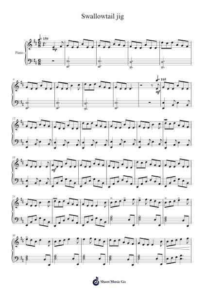 Swallowtail jig Sheet Music by Vitance Aggrote-Arr.Faulkvy
